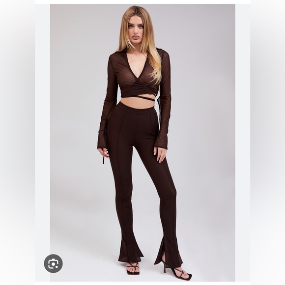 House of CB Pants - House of CB Mistress Rocks Calm Cocoa Mesh Set (Brown) Size XS